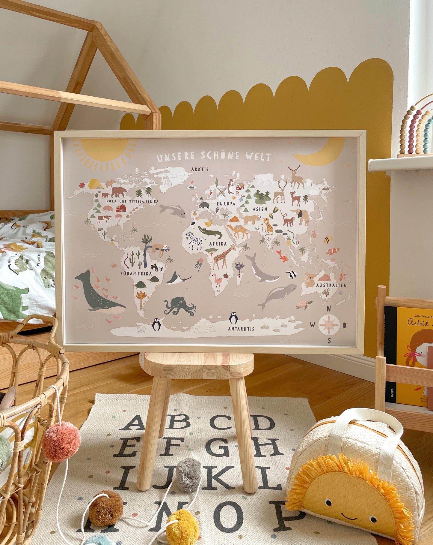 Mimirella, Poster, Weltkarte natur, Kinderzimmer